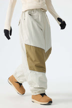 Women's Off White Color-Block Reflective Baggy Snow Pants