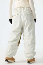 Women's Off White Color-Block Reflective Baggy Snow Pants