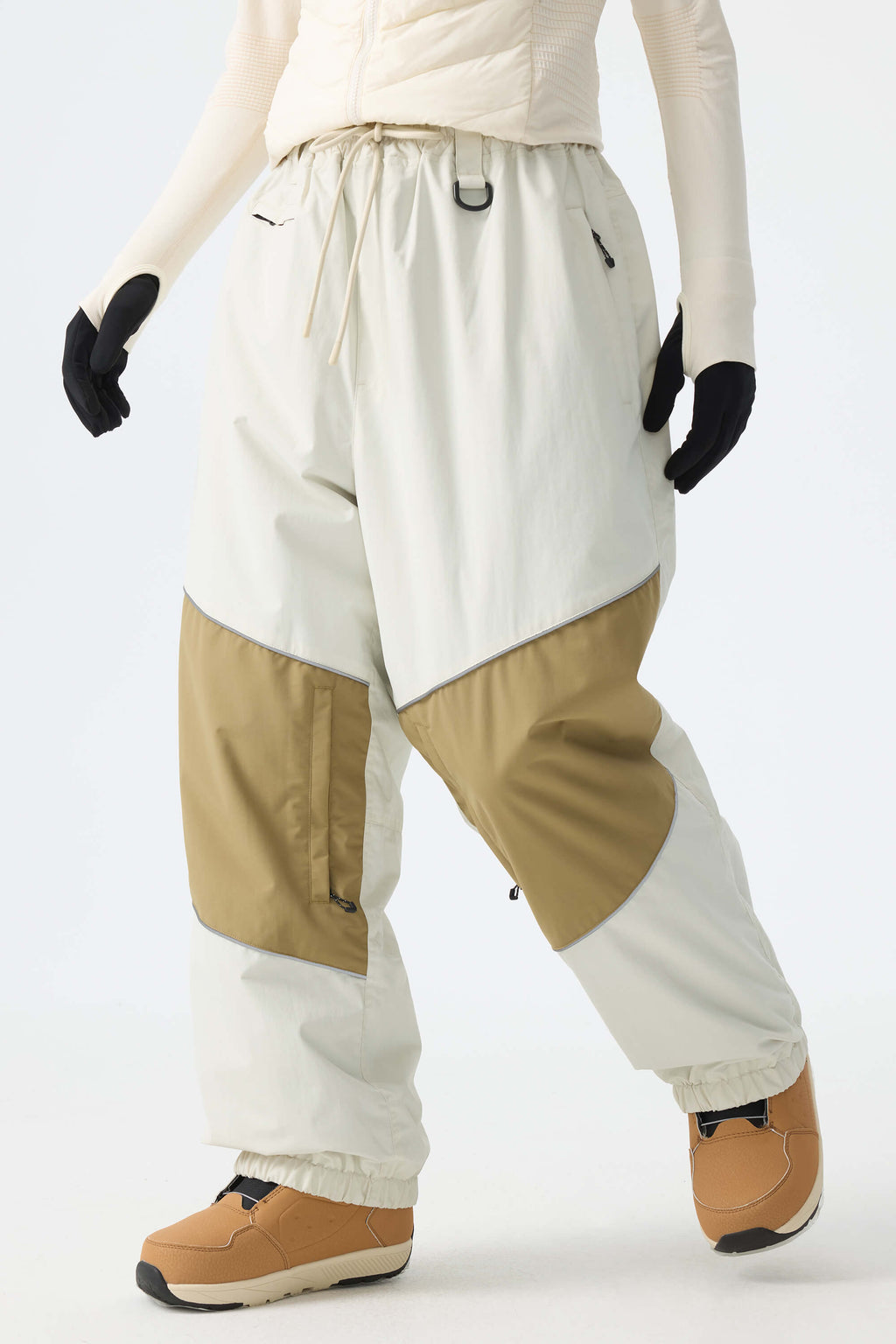 Women's Black Reflective Baggy Snow Pants