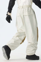 Men's Off White Color-Block Reflective Baggy Snow Pants