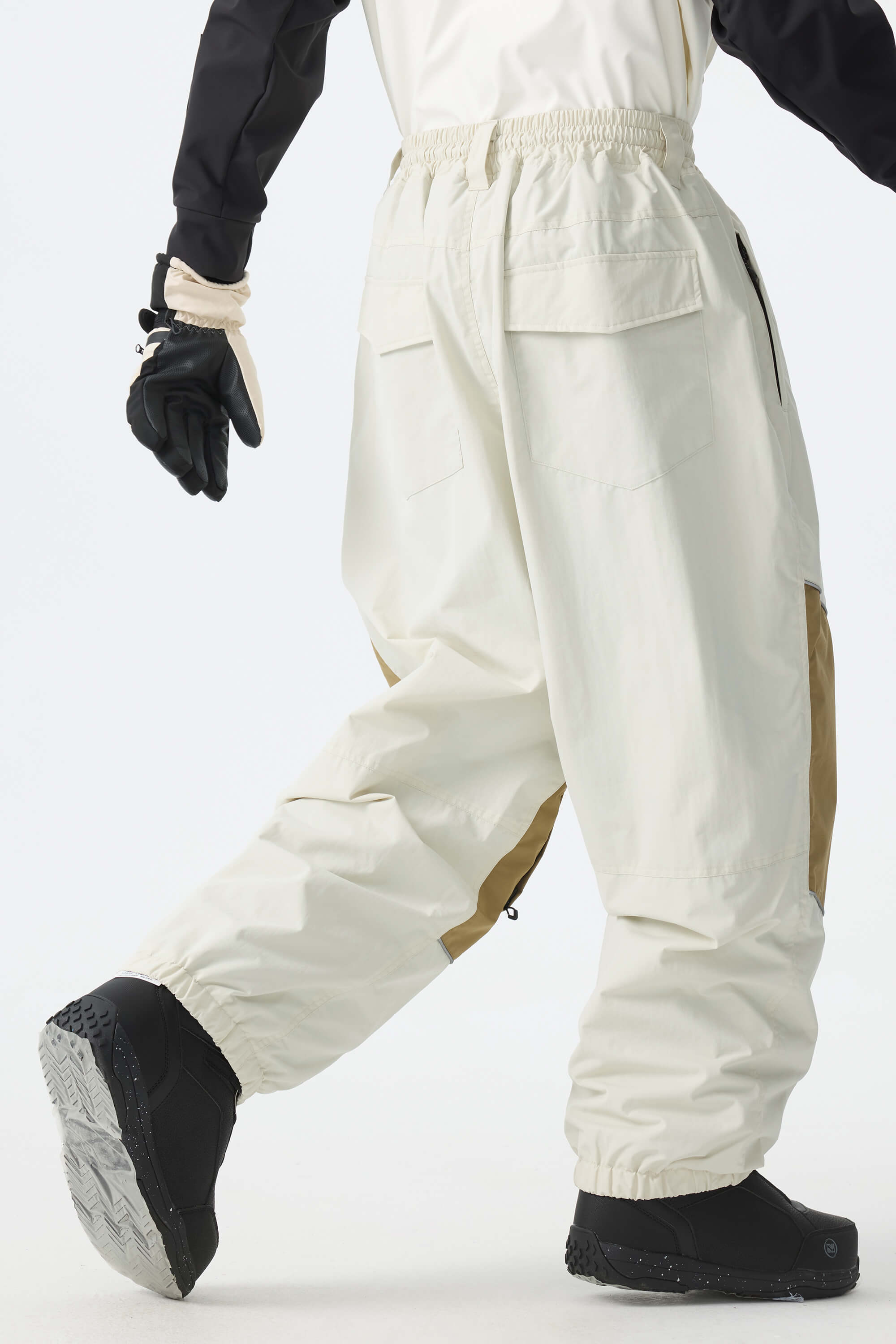 Men's Off White Color-Block Reflective Baggy Snow Pants