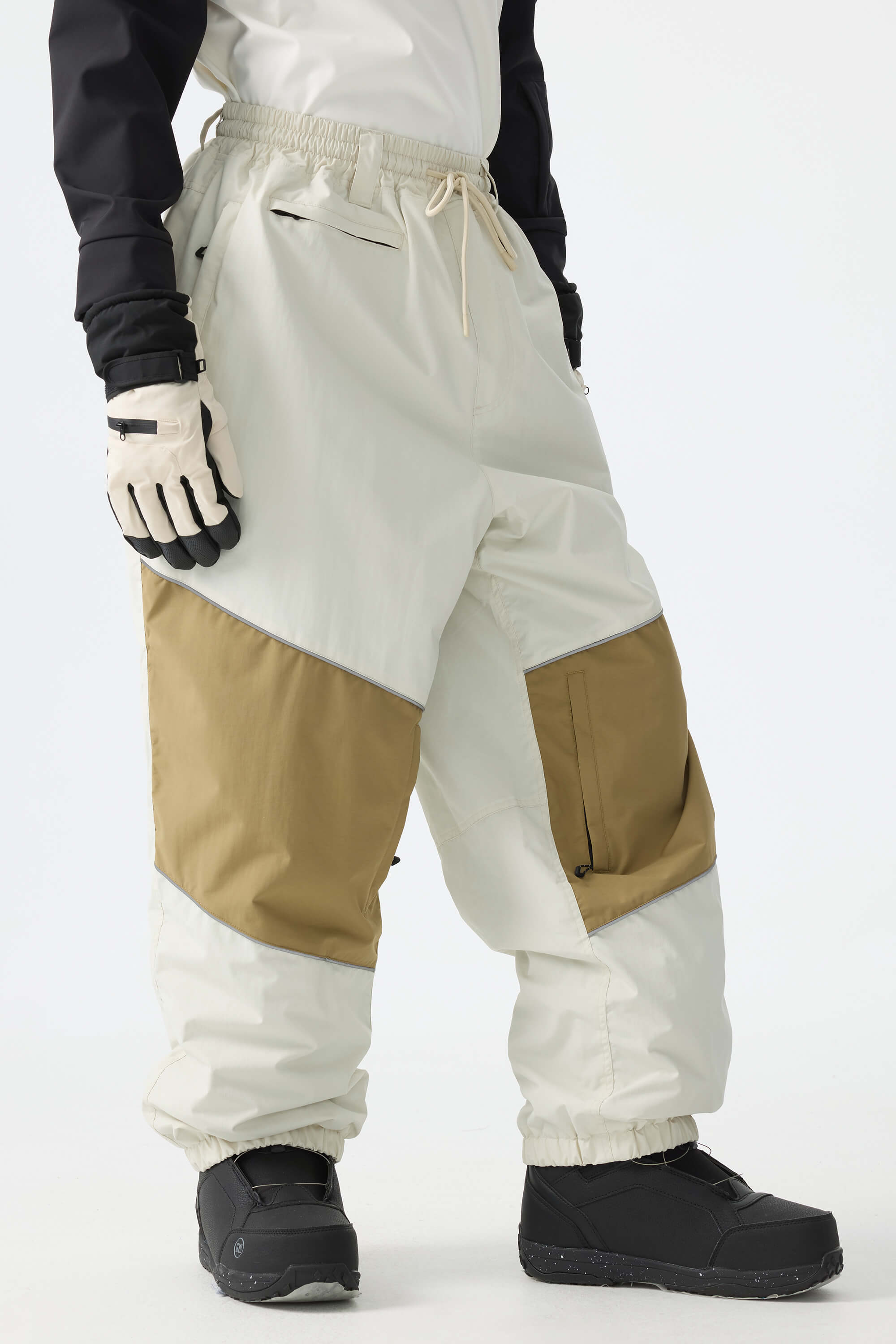 Men's Off White Color-Block Reflective Baggy Snow Pants