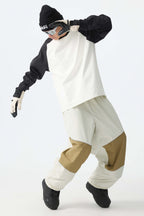 Men's Off White Color-Block Reflective Baggy Snow Pants