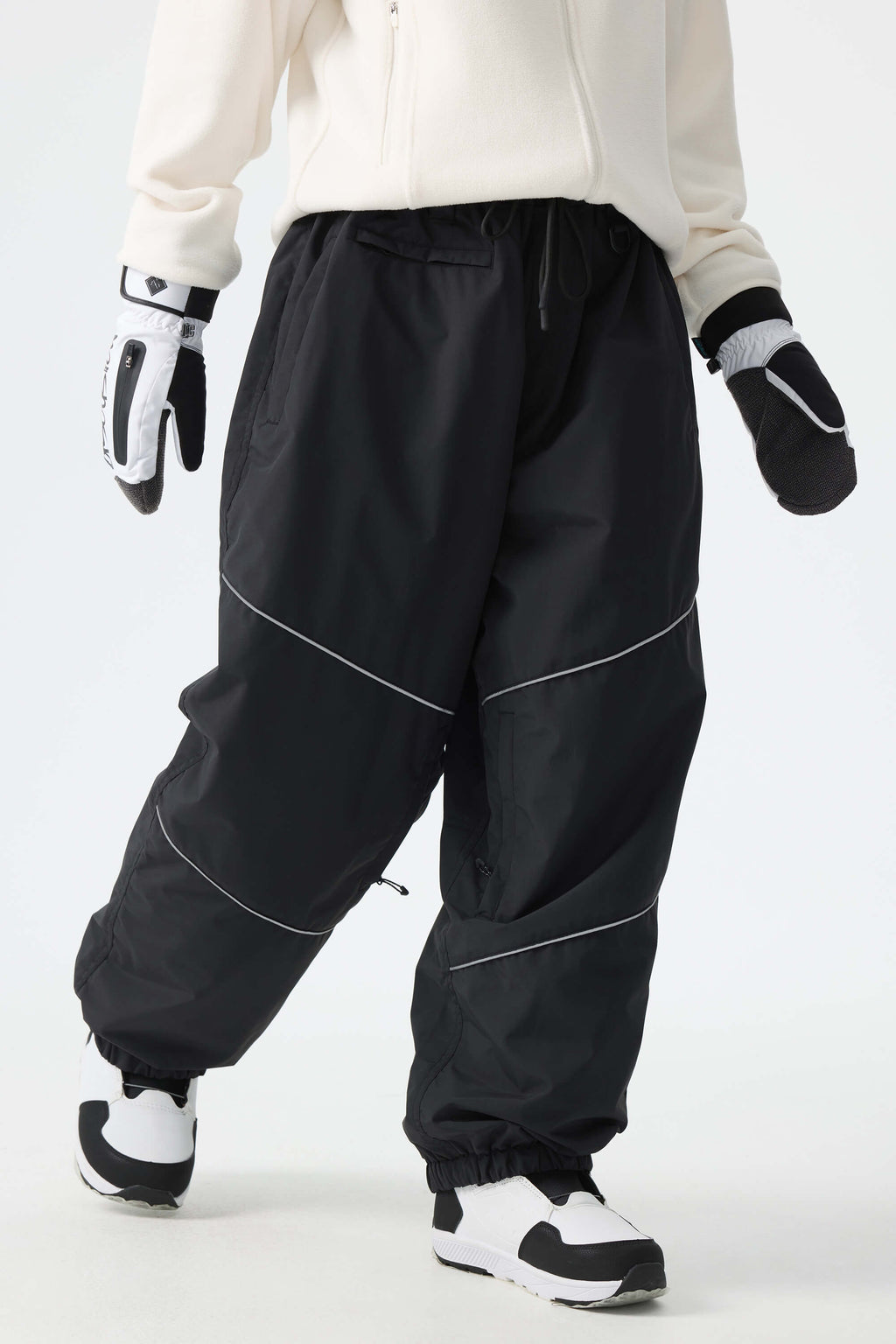 Women's Black Reflective Baggy Snow Pants