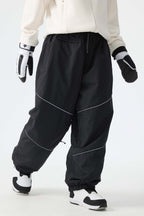 Women's Black Reflective Baggy Snow Pants