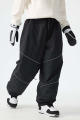 Women's Black Reflective Baggy Snow Pants