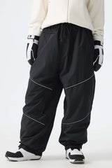 Women's Black Reflective Baggy Snow Pants