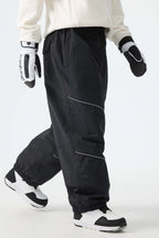 Women's Black Reflective Baggy Snow Pants