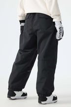 Women's Black Reflective Baggy Snow Pants
