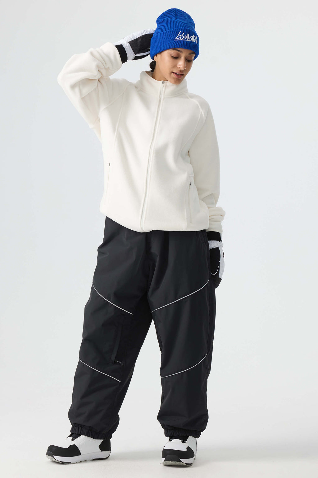 Women's Black Reflective Baggy Snow Pants