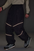 Women's Army Green Color-Block Reflective Baggy Snow Pants