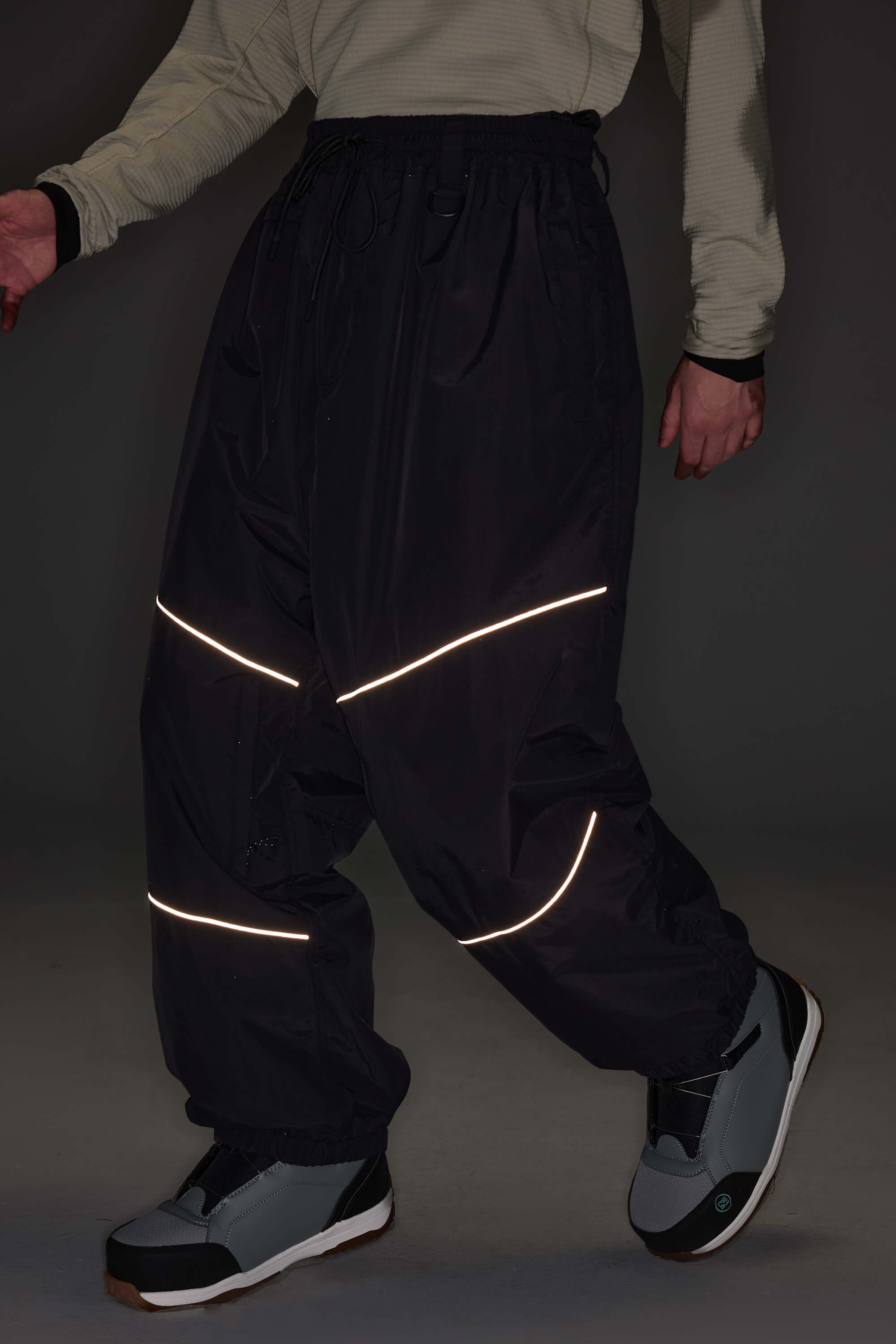 Women's Off White Color-Block Reflective Baggy Snow Pants