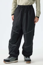 Men's Off White Color-Block Reflective Baggy Snow Pants