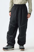 Men's Black Reflective Baggy Snow Pants