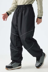 Men's Black Reflective Baggy Snow Pants