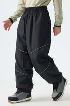 Men's Off White Color-Block Reflective Baggy Snow Pants