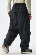 Men's Black Reflective Baggy Snow Pants