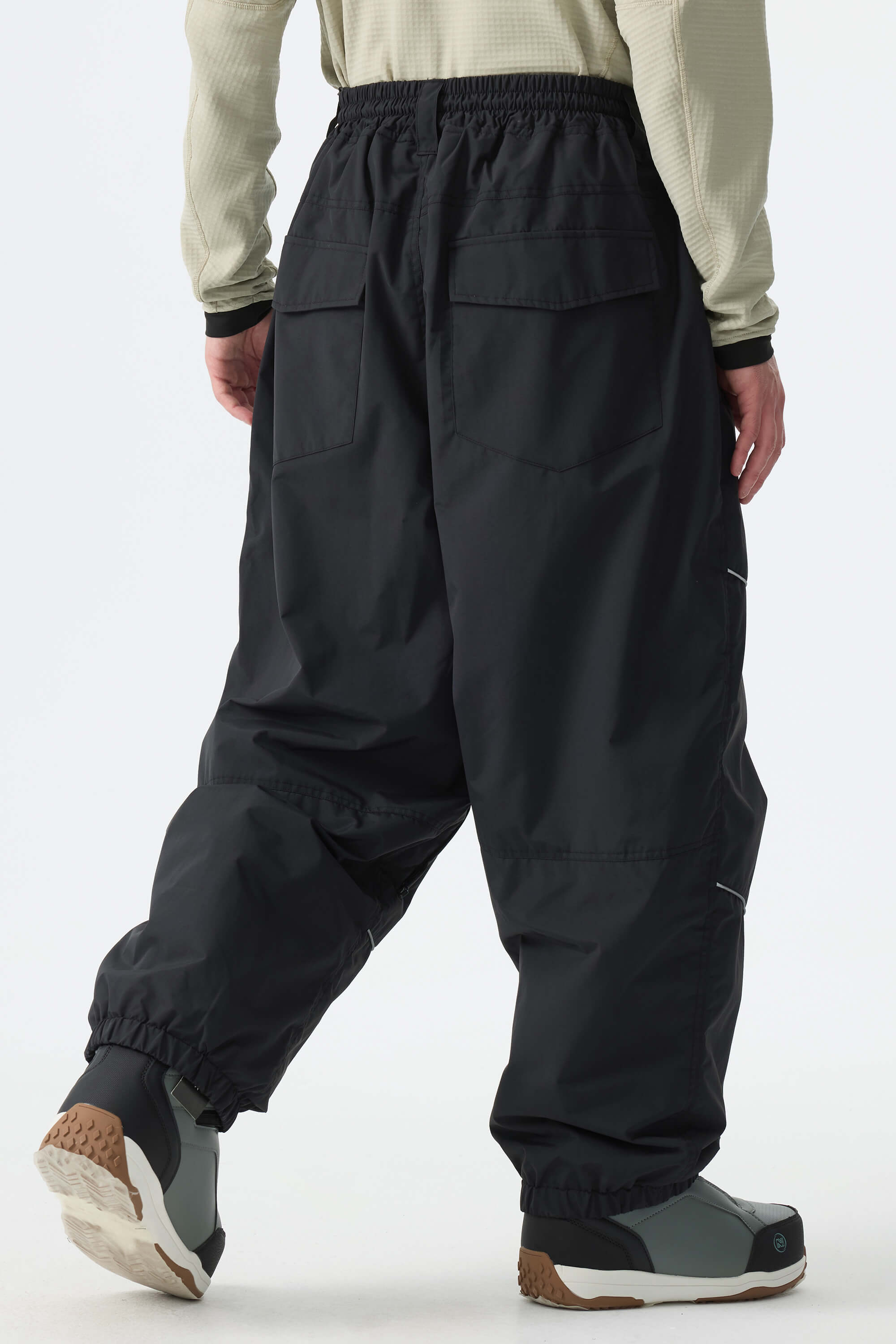 Men's Black Reflective Baggy Snow Pants