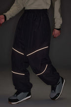 Men's Off White Color-Block Reflective Baggy Snow Pants