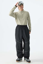 Men's Black Reflective Baggy Snow Pants