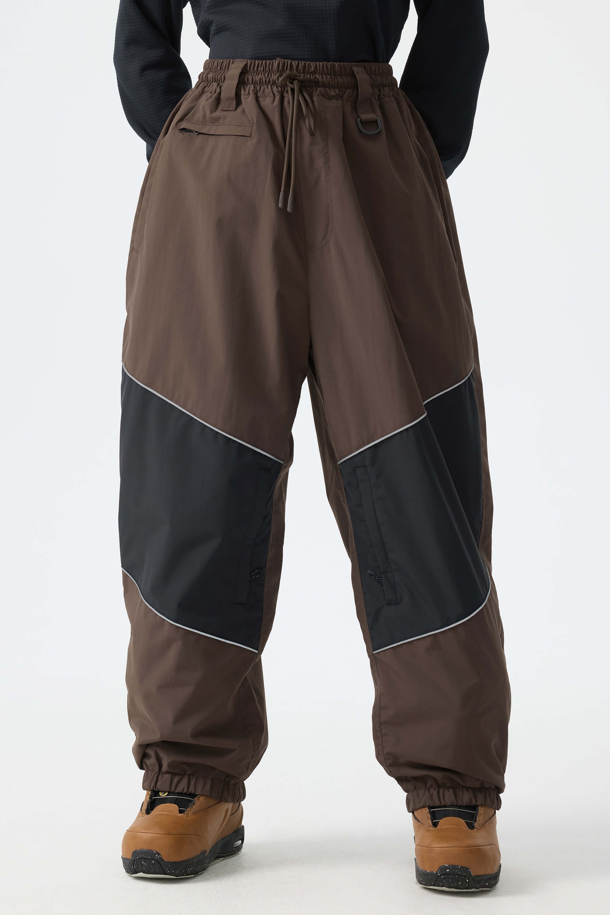 Women's Off White Color-Block Reflective Baggy Snow Pants