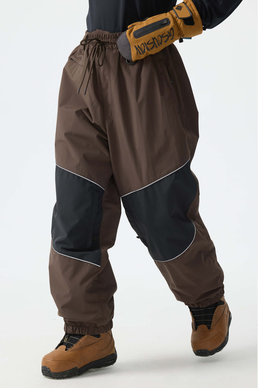 Women's Off White Color-Block Reflective Baggy Snow Pants