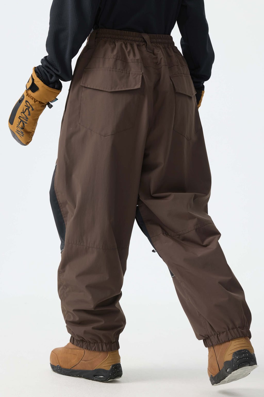 Women's Army Green Color-Block Reflective Baggy Snow Pants
