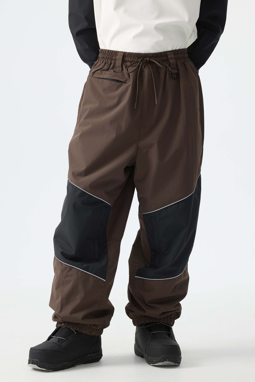 Men's Black Reflective Baggy Snow Pants