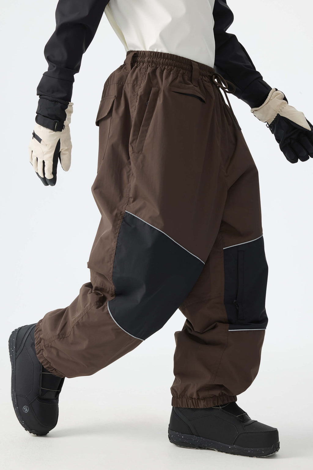 Men's Black Reflective Baggy Snow Pants