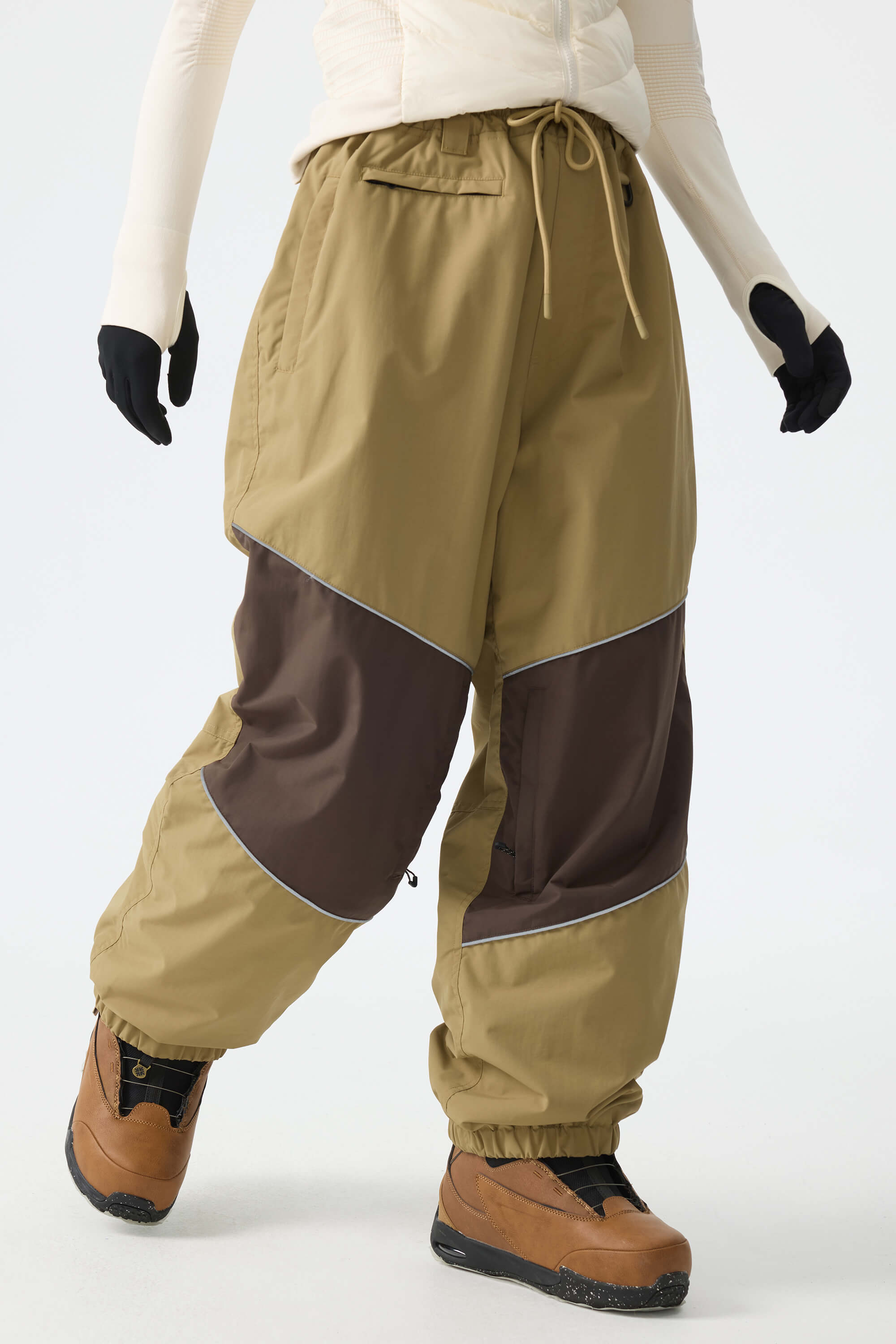 Women's Off White Color-Block Reflective Baggy Snow Pants