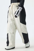 Women's Color Block Off White Waterproof Reflective Snow Pants