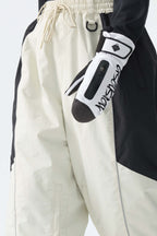 Women's Color Block Off White Waterproof Reflective Snow Pants