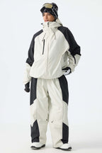 Women's Color Block Black Waterproof Reflective Snow Pants