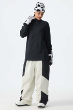 Women's Color Block Off White Waterproof Reflective Snow Pants
