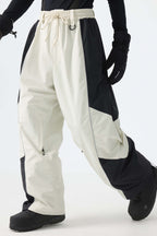 Men's Color Block Black Waterproof Reflective Snow Pants