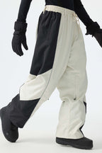 Men's Color Block Off White Waterproof Reflective Snow Pants