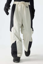 Men's Color Block Off White Waterproof Reflective Snow Pants