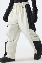Men's Color Block Off White Waterproof Reflective Snow Pants