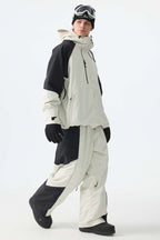 Men's Color Block Off White Waterproof Reflective Snow Pants