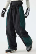 Men's Color Block Black Waterproof Reflective Snow Pants