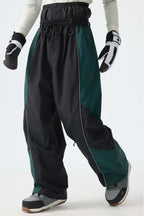 Men's Color Block Black Waterproof Reflective Snow Pants