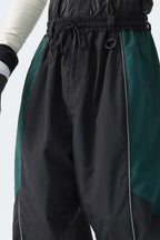 Men's Color Block Black Waterproof Reflective Snow Pants