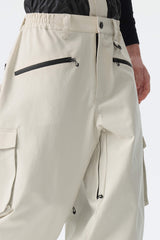 Men's Off White Thermal Waterproof Utility Cargo Baggy Snow Pants