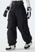 Women's Black Thermal Waterproof Utility Cargo Baggy Snow Pants
