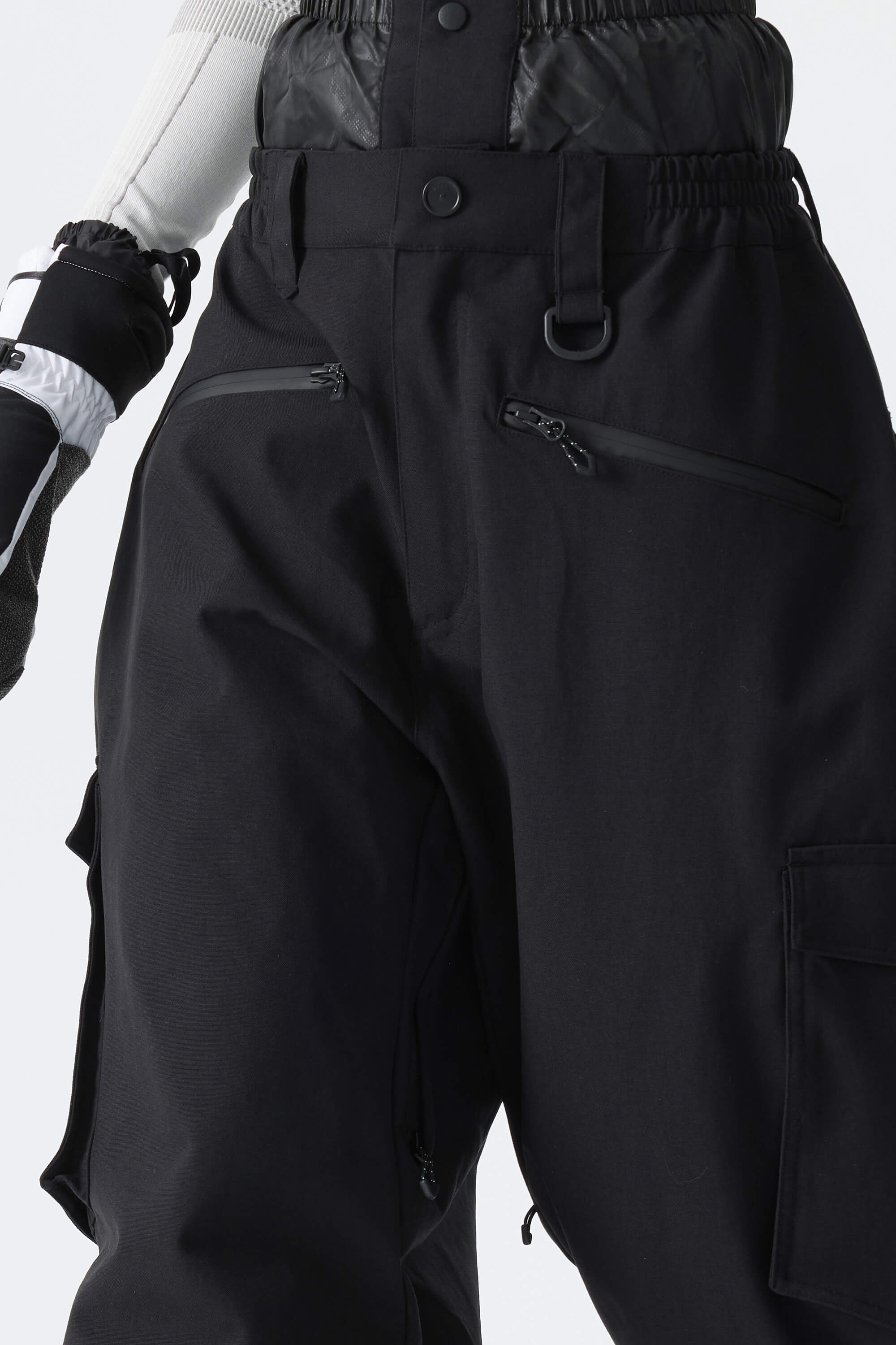 Women's Black Thermal Waterproof Utility Cargo Baggy Snow Pants