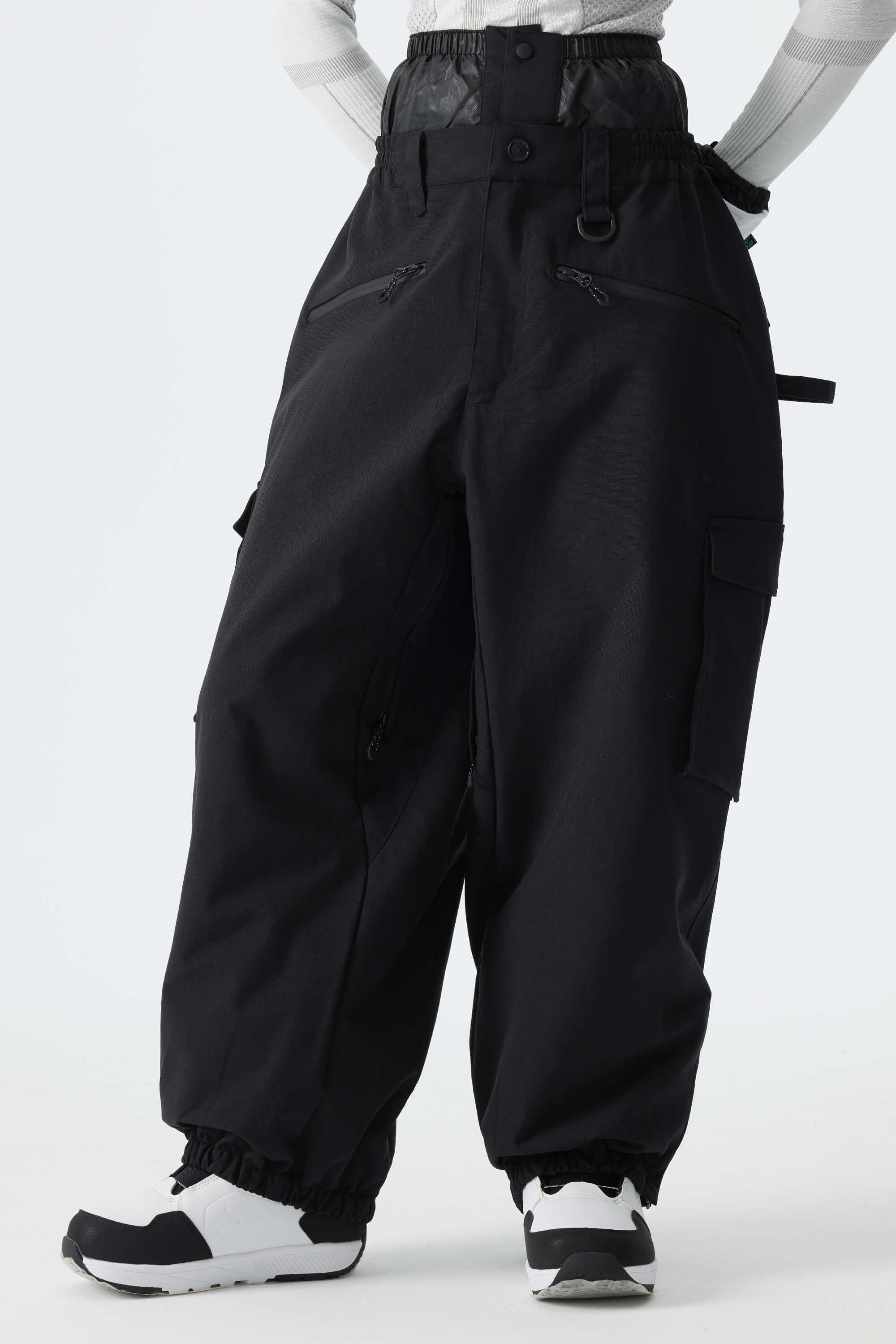 Women's Khaki Thermal Waterproof Utility Cargo Baggy Snow Pants