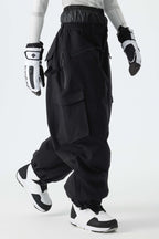 Women's Black Thermal Waterproof Utility Cargo Baggy Snow Pants