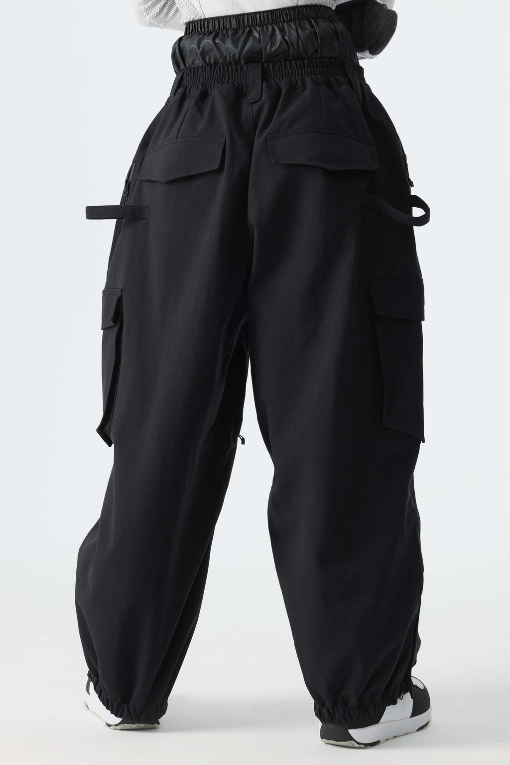 Women's Black Thermal Waterproof Utility Cargo Baggy Snow Pants