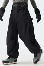 Men's Khaki Thermal Waterproof Utility Cargo Baggy Snow Pants
