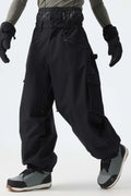 Men's Black Thermal Waterproof Utility Cargo Baggy Snow Pants